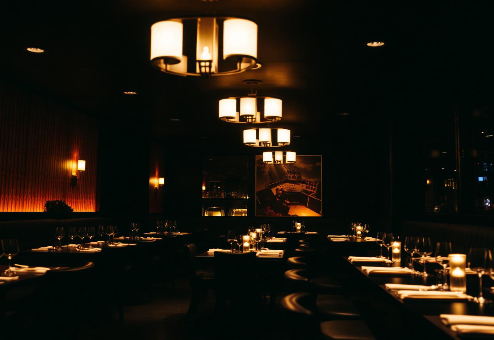 The dimly lit dining room at BREWWWW in Bhubaneswar