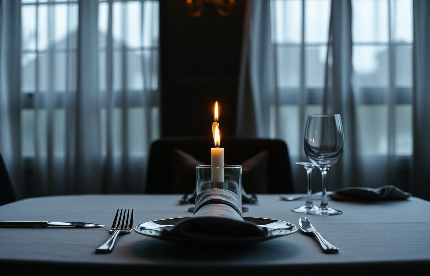 Candlelit table setting